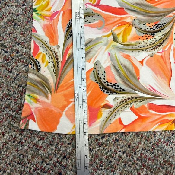 Chico's NWOT Orange White Green Tiger Lily Print Pima Cotton SS Tee Sz 1/US M - Picture 9 of 10